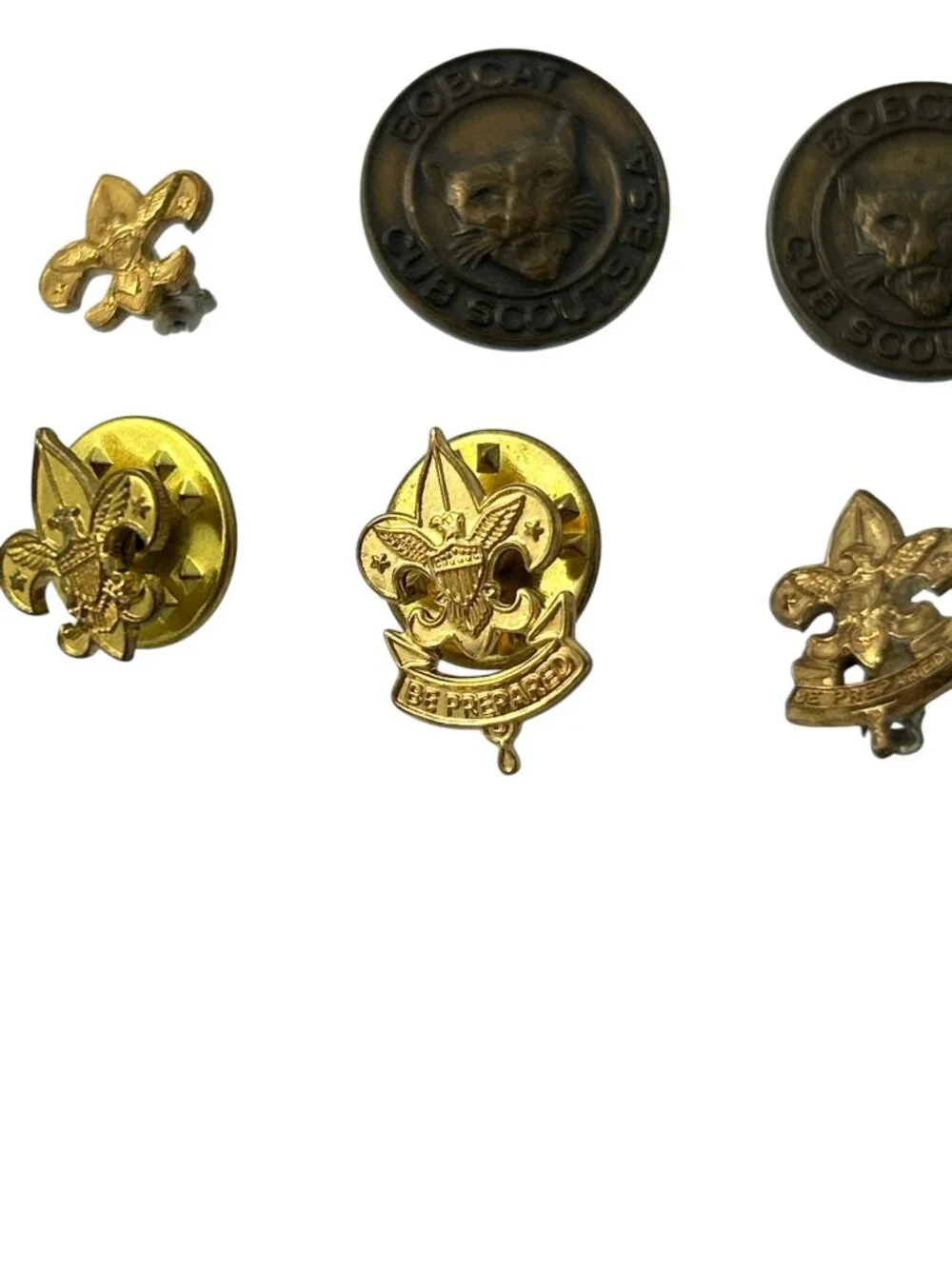 Lot of 8 Boy Scout BSA Wolf Bear Small Lapel Pins Fleur de Lis Be Prepared